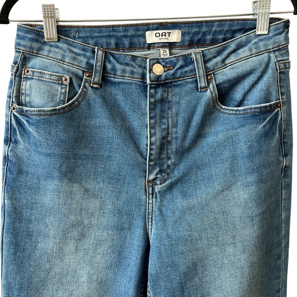 OAT NY JEANS 29 HIGH RISE STRAIGHT LEG SPLIT HEM CASUAL PREPPY WEEKEND COMFY - Picture 2 of 11